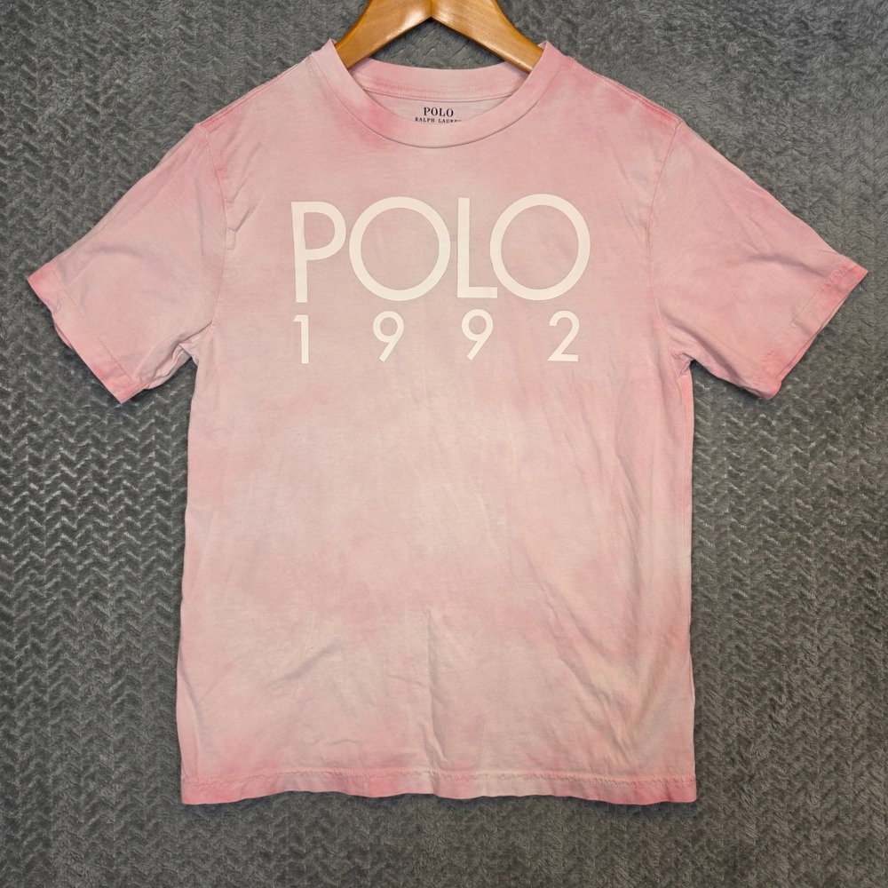 Polo Ralph Lauren Kids Pink Tie Dye Polo 1992 Graphic T-Shirt Size M 10-12